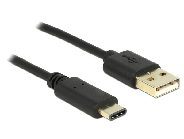 DeLOCK 2m, USB2.0-A/USB2.0-C USB-kabel USB A USB C 0,48 Gbit/sek. Sort
