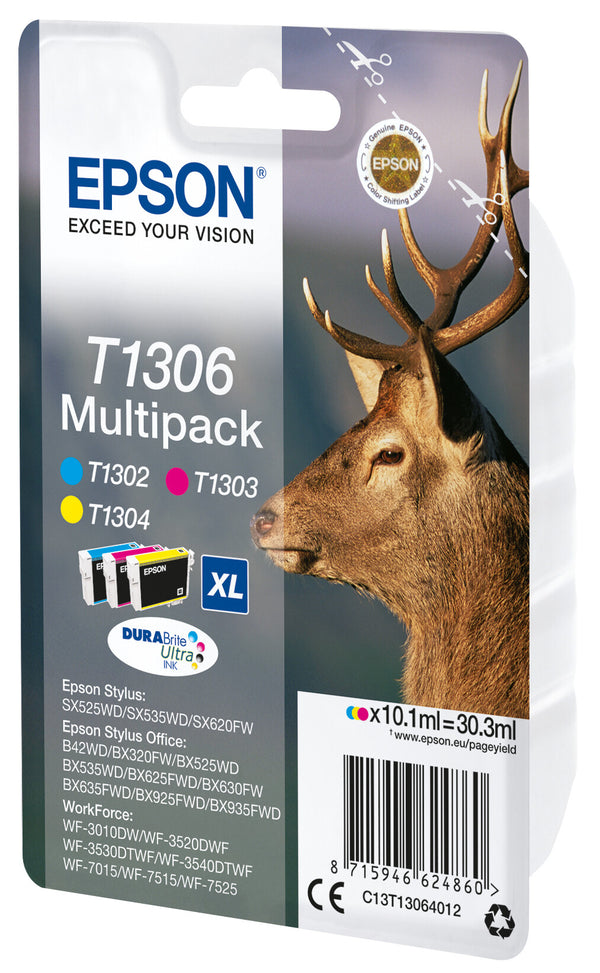 Epson Stag T1306 kronhjort DURABrite Ultra multipakke 3-farve blæk