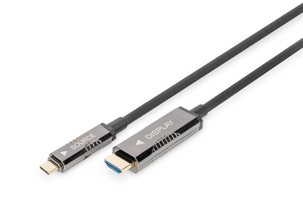 Digitus AK-330150-200-S videokabel adapter 20 m USB Type-C HDMI Sort