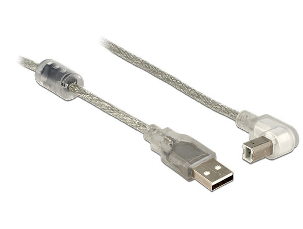 DeLOCK 2m, USB2.0-A/USB2.0-B USB-kabel USB A USB B 0,48 Gbit/sek. Sølv, Transparent