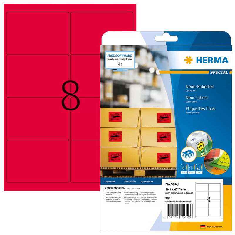 HERMA 5046 print etiket Rød Selvklæbende printeretiket