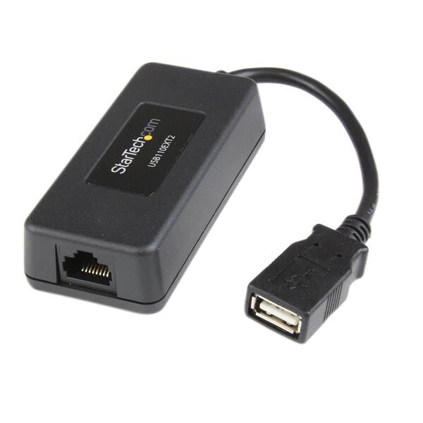 StarTech.com USB110EXT2 netværk forlænger Netværkssender & -modtager Sort