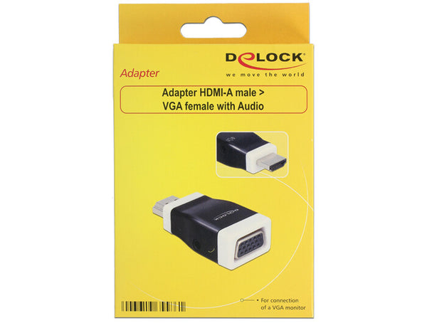 DeLOCK 65586 kabel kønsskifter HDMI-A VGA Sort, Hvid