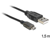 DeLOCK USB 2.0-A - USB micro-B, 1.5m USB-kabel 1,5 m USB A Micro-USB B 0,48 Gbit/sek. Sort