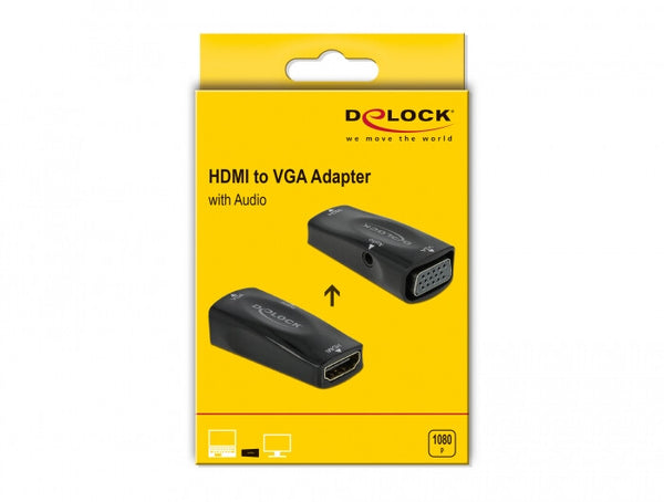 DeLOCK 66560 kabel kønsskifter HDMI Type A (Standard) VGA (D-Sub) Sort