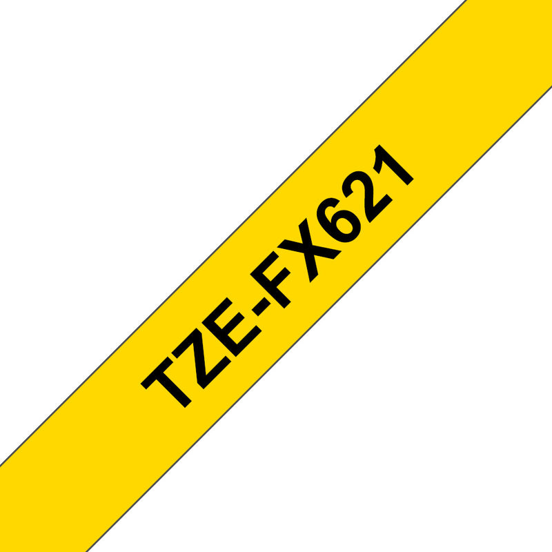 Brother TZE-FX621 etiketbånd Sort på gul