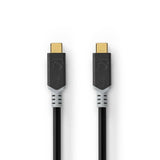 Nedis CCBW64020AT20 USB-kabel USB4 Gen 2x2 2 m USB C 20 Gbit/sek. Sort, Sølv