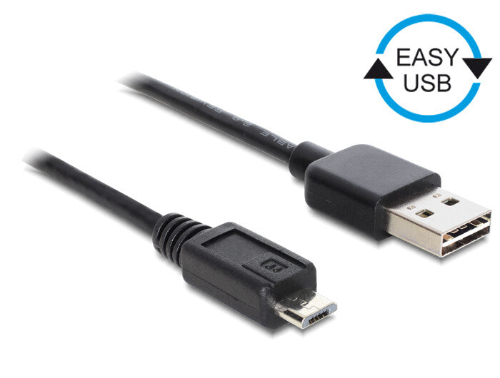 DeLOCK 0.5m, USB2.0-A/USB2.0 Micro-B USB-kabel 0,5 m USB A Micro-USB B 0,48 Gbit/sek. Sort