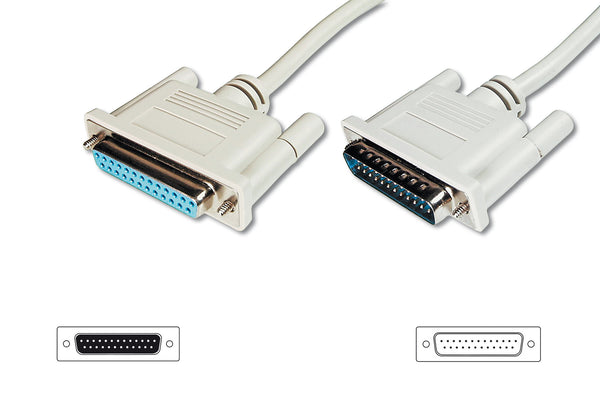 Digitus AK-610201-100-E serielkabel Beige 10 m D-Sub25