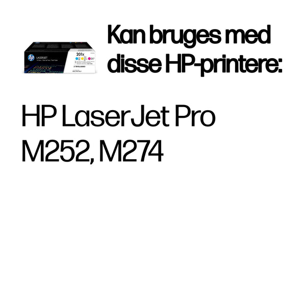 HP Originale 201X LaserJet-tonerpatroner med høj kapacitet, cyan/magenta/gul, pakke med 3 stk.