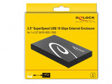 DeLOCK 42611 drevkabinet HDD/SSD kabinet Sort, Hvid 2.5"