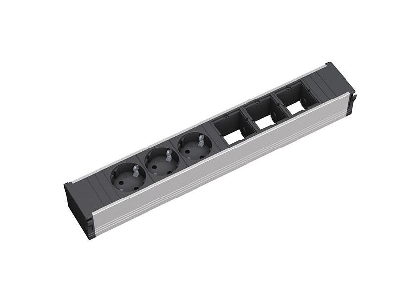 Bachmann 912.006 stikdåse 3 AC stikkontakt(er) Sort, Sølv