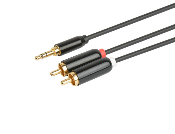 Prokord AUDIO-0027 lydkabel 20 m 3.5mm 2 x RCA Sort