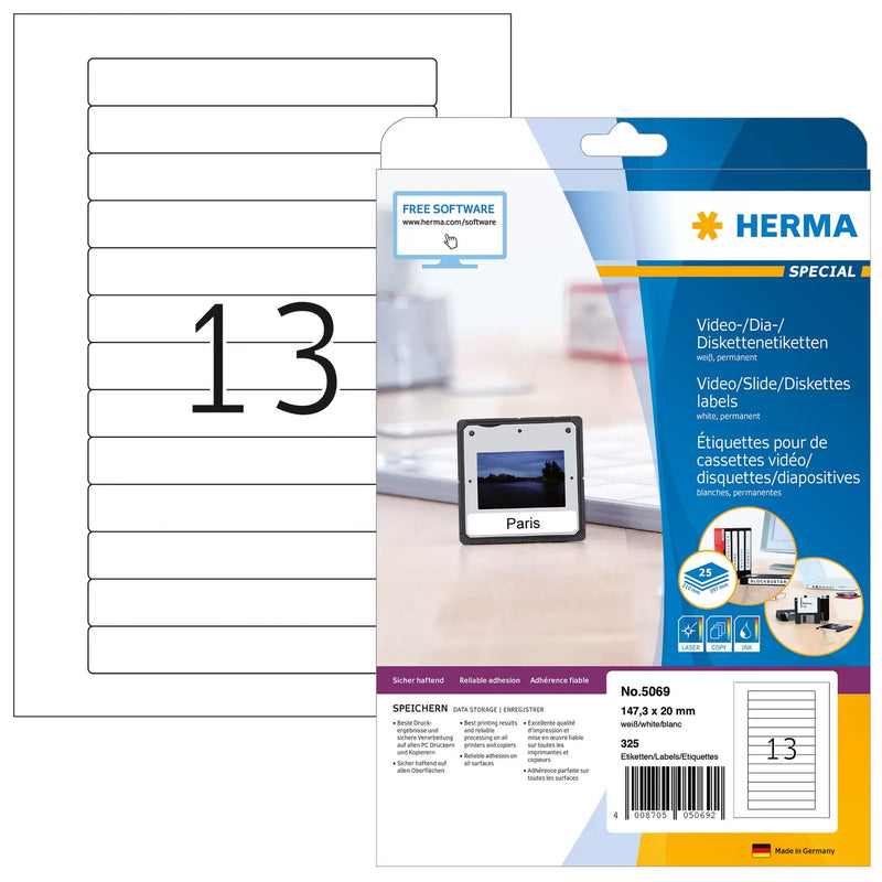 HERMA 5069 print etiket Hvid Selvklæbende printeretiket