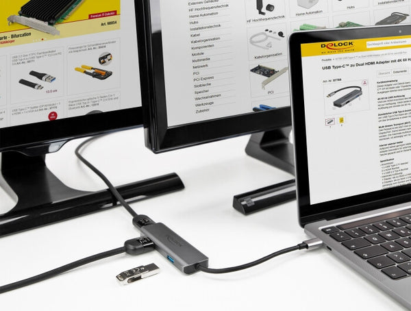 DeLOCK 87780 dockingstation Ledningsført USB 3.2 Gen 1 (3.1 Gen 1) Type-C Grå