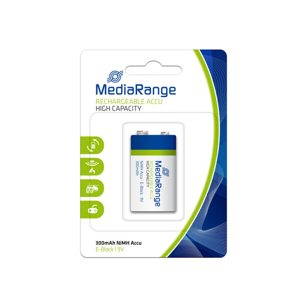 MediaRange MRBAT124 husholdningsbatteri Genopladeligt batteri 9V Nikkel-Metalhydrid (NiMH)