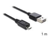 DeLOCK EASY-USB 2.0-A - USB 2.0 micro-B, 1m USB-kabel USB A Micro-USB B 0,48 Gbit/sek. Sort