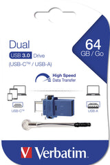 Verbatim Dual USB-drev Type-C / USB 3.0 64 GB