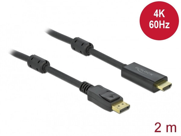 DeLOCK 85956 videokabel adapter 2 m HDMI Type A (Standard) DisplayPort Sort