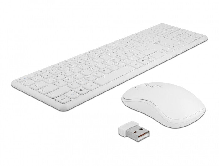 DeLOCK 12703 tastatur Mus inkluderet Universel RF trådløst QWERTZ Tysk Hvid