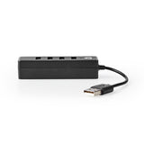 Nedis UHUBU2420BK interface hub USB 2.0 480 Mbit/s Sort