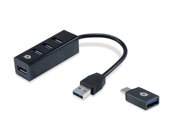 Conceptronic HUBBIES04B interface hub USB 3.2 Gen 1 (3.1 Gen 1) Type-A 5000 Mbit/s Sort