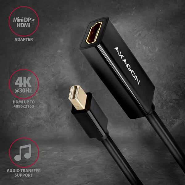 Axagon RVDM-HI14N videokabel adapter 0,15 m Mini DisplayPort HDMI Sort