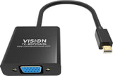 Vision TC-MDPVGA/BL videokabel adapter Mini DisplayPort VGA (D-Sub) Sort