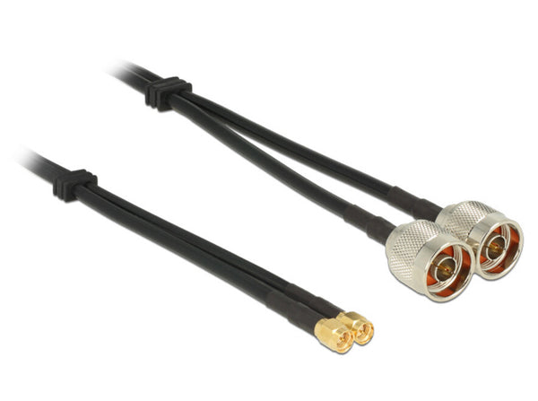 DeLOCK 89467 koaxial kabel RG-58 5 m 2 x N plug 2 x SMA plug Sort