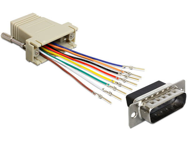 DeLOCK 65432 kabel kønsskifter Sub-D 15p RJ45 Sort, Grå, Sølv