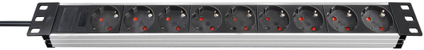 Brennenstuhl 1390007009 stikdåse 2 m 9 AC stikkontakt(er) Aluminium, Sort