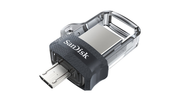 SanDisk Ultra Dual m3.0 USB-nøgle 256 GB USB Type-A / Micro-USB 3.2 Gen 1 (3.1 Gen 1) Sort, Sølv, Transparent
