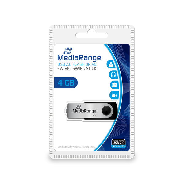 MediaRange MR907 USB-nøgle 4 GB USB Type-A / Micro-USB 2.0 Sort, Sølv