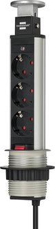 Brennenstuhl 1396200003 stikdåse 2 m 3 AC stikkontakt(er) Aluminium, Sort