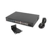 Lanberg RSFE-16P-2C-250 netværksswitch Ikke administreret Gigabit Ethernet (10/100/1000) Strøm over Ethernet (PoE) 1U Sort