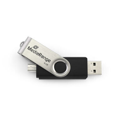 MediaRange MR931-2 USB-nøgle 16 GB USB Type-A / Micro-USB 2.0 Sølv, Sort