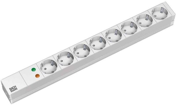 Bachmann 19'' 2m 8x Schuko H05VV-F 3G 1.50mm² stikdåse 8 AC stikkontakt(er) Grå, Sølv
