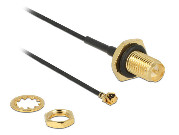 DeLOCK 89584 koaxial kabel RP-SMA MHF Sort, Guld