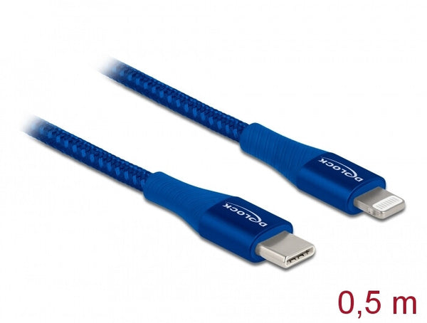 DeLOCK 85415 Lightning kabel 0,5 m Blå