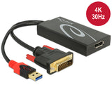 DeLOCK 0.3m, DVI 24+1 + USB-A/Displayport 20p 0,3 m DVI-D + USB HDMI Sort