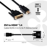 CLUB3D DVI to HDMI 1.4 Cable M/M 2m/ 6.56ft Bidirectional