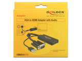 DeLOCK 0.25m VGA+USB2.0-A/HDMI 0,25 m VGA (D-Sub) + USB Sort