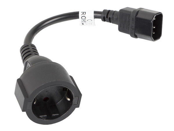 Lanberg CA-C14E-10CC-0018-BK el-ledning Sort 0,18 m C14 forbinder