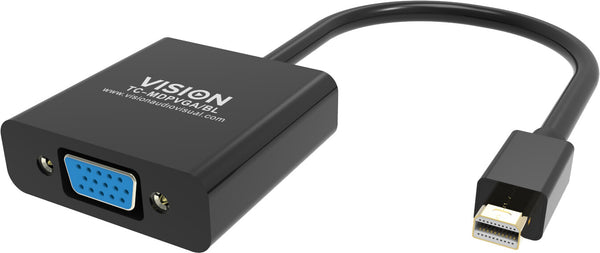 Vision TC-MDPVGA/BL videokabel adapter Mini DisplayPort VGA (D-Sub) Sort