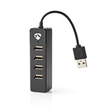 Nedis UHUBU2420BK interface hub USB 2.0 480 Mbit/s Sort