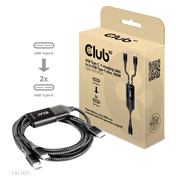 CLUB3D CAC-1527 USB-kabel 1,83 m USB C 2 x USB C 100 W Sort
