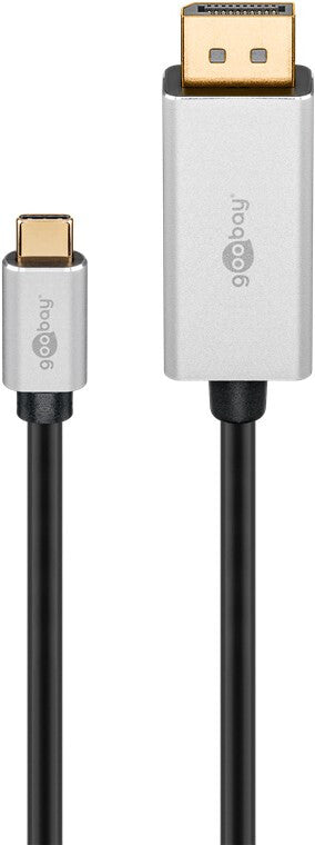 Goobay 60177 videokabel adapter 3 m USB Type-C DisplayPort Sort, Sølv