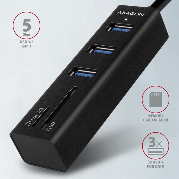 Axagon HMA-CR3A dockingstation Ledningsført USB 3.2 Gen 1 (3.1 Gen 1) Type-A Sort