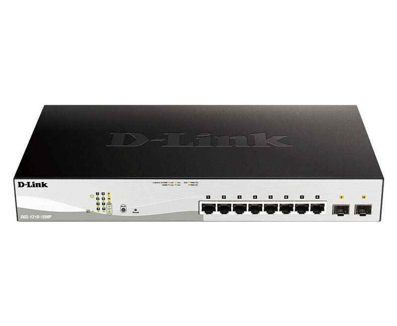 D-Link DGS-1210-10MP Administreret L2 Gigabit Ethernet (10/100/1000) Strøm over Ethernet (PoE) Sort, Grå