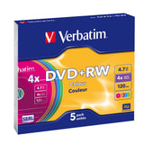 Verbatim DVD+RW Colours 4,7 GB 5 stk